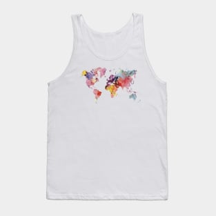 Watercolor world map - rainbow Tank Top